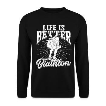 Biathlon Sport Winter Sports Ski Gift Quote Lan - Unisex Sweatshirt - black - Front - Alina (178cm) & Michal (187cm)
