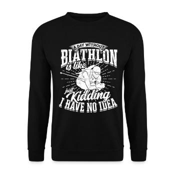 Biathlon Sport Sports d’hiver Ski Cadeau Citation Lan - Sweat-shirt Unisexe - noir - Devant - Alina (178cm) & Michal (187cm)