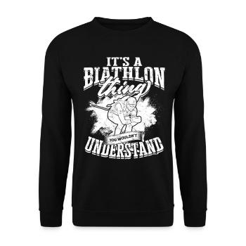 Biathlon Sport Sports d’hiver Ski Cadeau Citation Lan - Sweat-shirt Unisexe - noir - Devant - Alina (178cm) & Michal (187cm)