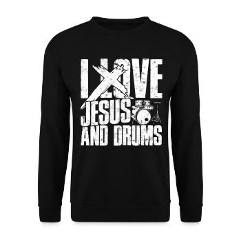 Drummer Jesus Cross Drummer Drummer - Unisex Sweatshirt - black - Front - Alina (178cm) & Michal (187cm)