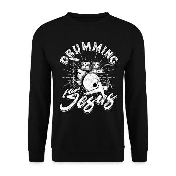 Drummer Jesus Cross Drummer Drummer - Unisex Sweatshirt - black - Front - Alina (178cm) & Michal (187cm)