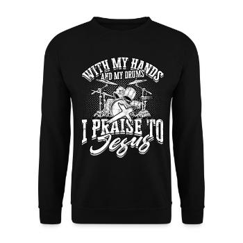 Drummer Jesus Cross Drummer Drummer - Unisex Sweatshirt - black - Front - Alina (178cm) & Michal (187cm)
