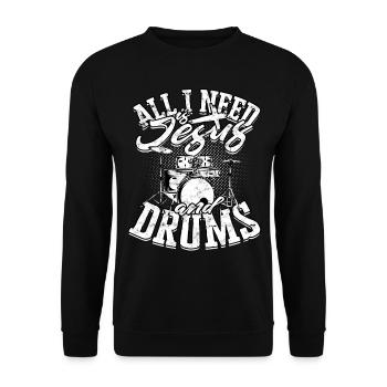 Drummer Jesus cross drums drummer - Unisex Sweatshirt - black - Front - Alina (178cm) & Michal (187cm)