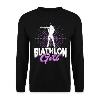 Biathlon Sport Winter Sports Ski Gift Quote Lan - Unisex Sweatshirt - black - Front - Alina (178cm) & Michal (187cm)