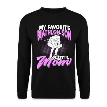 biathlon sport sports d'hiver ski cadeau disant lan - Sweat-shirt Unisexe - noir - Devant - Alina (178cm) & Michal (187cm)