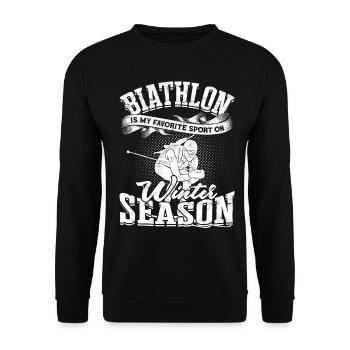 biathlon sport winter sports ski gift saying lan - Unisex Sweatshirt - black - Front - Alina (178cm) & Michal (187cm)