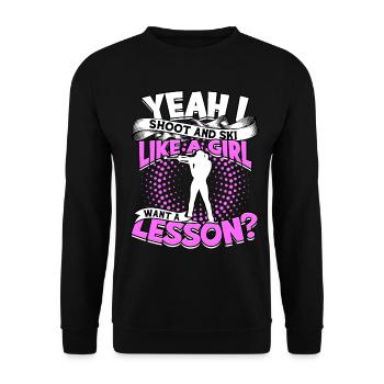 Biathlon Sport Winter Sports Ski Gift Quote Lan - Unisex Sweatshirt - black - Front - Alina (178cm) & Michal (187cm)
