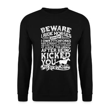 courses de chevaux balade à cheval chevaux cavalier cadeau g - Sweat-shirt Unisexe - noir - Devant - Alina (178cm) & Michal (187cm)