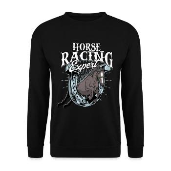 horse racing horse ride horses rider gift g - Unisex Sweatshirt - black - Front - Alina (178cm) & Michal (187cm)