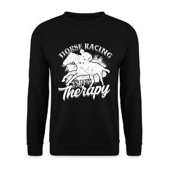 pferderennen pferd reiten pferde reiter geschenk g - Unisex Pullover - Schwarz - Vorne - Alina (178cm) & Michal (187cm)