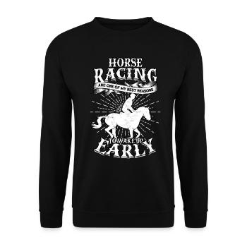 pferderennen pferd reiten pferde reiter geschenk g - Unisex Pullover - Schwarz - Vorne - Alina (178cm) & Michal (187cm)