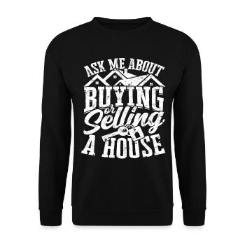 agent immobilier agent immobilier cadeau cadeau - Sweat-shirt Unisexe - noir - Devant - Alina (178cm) & Michal (187cm)