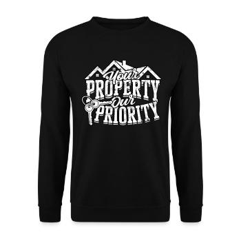 agent immobilier agent immobilier cadeau cadeau - Sweat-shirt Unisexe - noir - Devant - Alina (178cm) & Michal (187cm)