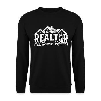 agent immobilier agent immobilier cadeau cadeau - Sweat-shirt Unisexe - noir - Devant - Alina (178cm) & Michal (187cm)