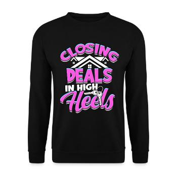 agent immobilier agent immobilier cadeau cadeau - Sweat-shirt Unisexe - noir - Devant - Alina (178cm) & Michal (187cm)