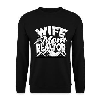agent immobilier agent immobilier cadeau cadeau - Sweat-shirt Unisexe - noir - Devant - Alina (178cm) & Michal (187cm)