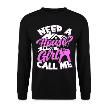 agent immobilier agent immobilier cadeau cadeau - Sweat-shirt Unisexe - noir - Devant - Alina (178cm) & Michal (187cm)