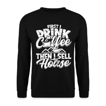 agent immobilier agent immobilier cadeau cadeau - Sweat-shirt Unisexe - noir - Devant - Alina (178cm) & Michal (187cm)