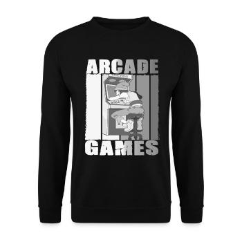 Retro Arcade Game Videospiel für Gamer - Unisex Pullover - Schwarz - Vorne - Alina (178cm) & Michal (187cm)
