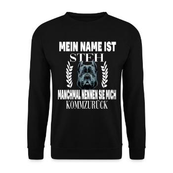 Mein Name ist STEH manchmal nennen sie mich - Unisex Pullover - Schwarz - Vorne - Alina (178cm) & Michal (187cm)