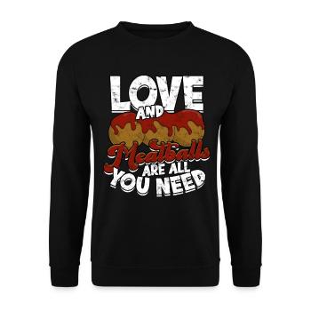 fleischklößchen essen spaghetti geschenk geschenki - Unisex Pullover - Schwarz - Vorne - Alina (178cm) & Michal (187cm)