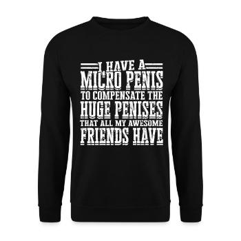 Mikropenis Kleiner Penis Sex Schwanz Club Micro - Unisex Pullover - Schwarz - Vorne - Alina (178cm) & Michal (187cm)