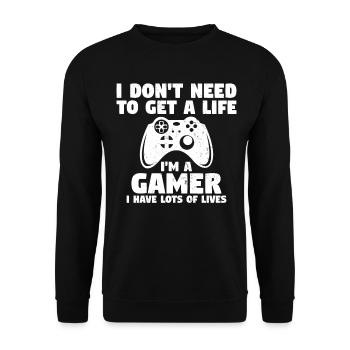 Drôle de joueur jeux vidéo jeux en ligne - Sweat-shirt Unisexe - noir - Devant - Alina (178cm) & Michal (187cm)