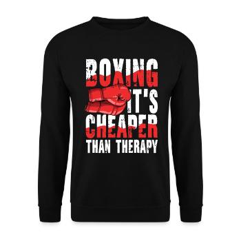 Boxing It's Cheaper Than Therapy - Unisex Pullover - Schwarz - Vorne - Alina (178cm) & Michal (187cm)