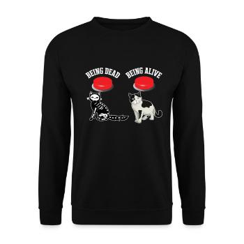 Recherché Le chat vivant de Schrödinger Physique quantique morte - Sweat-shirt Unisexe - noir - Devant - Alina (178cm) & Michal (187cm)