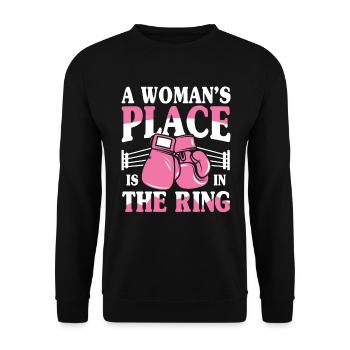 A Woman's Place Is In The Ring - Unisex Pullover - Schwarz - Vorne - Alina (178cm) & Michal (187cm)