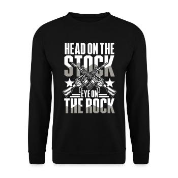Head On The Stock Eye On The Rock - Unisex Pullover - Schwarz - Vorne - Alina (178cm) & Michal (187cm)