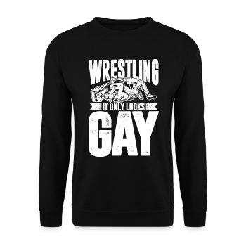 Wrestling It Only Looks Gay - Unisex Pullover - Schwarz - Vorne - Alina (178cm) & Michal (187cm)
