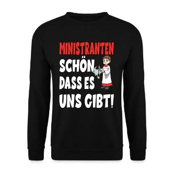 Ministranten Schön Dass Es Uns Gibt - Unisex Pullover - Schwarz - Vorne - Alina (178cm) & Michal (187cm)