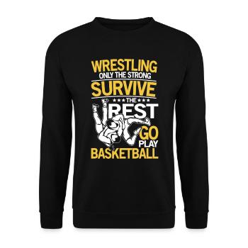 Wrestling The Rest Go Play Basketball - Unisex Pullover - Schwarz - Vorne - Alina (178cm) & Michal (187cm)