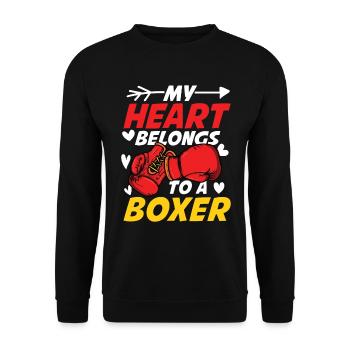My Heart Belongs To A Boxer - Unisex Pullover - Schwarz - Vorne - Alina (178cm) & Michal (187cm)