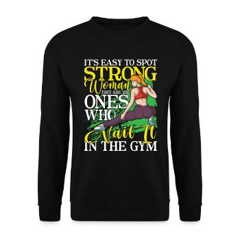 It's Easy To Spot Strong Woman - Unisex Pullover - Schwarz - Vorne - Alina (178cm) & Michal (187cm)