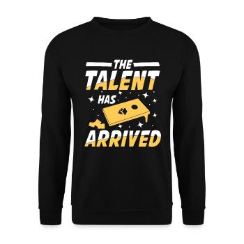 Cornhole Spiel Outdoor Bean Bag Sackloch für - Unisex Pullover - Schwarz - Vorne - Alina (178cm) & Michal (187cm)