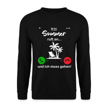 sommer ruft an... und ich muss gehen! - Unisex Pullover - Schwarz - Vorne - Alina (178cm) & Michal (187cm)