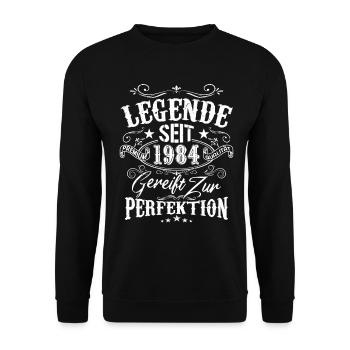 Legende Seit 1984 Gereift Zur Perfektion, Geschenk - Unisex Pullover - Schwarz - Vorne - Alina (178cm) & Michal (187cm)