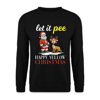 Let It Pee Happy Yellow Christmas für Männer und - Unisex Pullover - Schwarz - Vorne - Alina (178cm) & Michal (187cm)