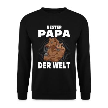 Bester Papa der Welt Vatertag Vater Wildschwein - Unisex Pullover - Schwarz - Vorne - Alina (178cm) & Michal (187cm)