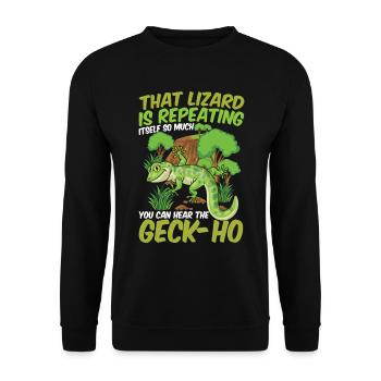 Lizard Is Repeating Itself So Much You Can Hear - Unisex Pullover - Schwarz - Vorne - Alina (178cm) & Michal (187cm)