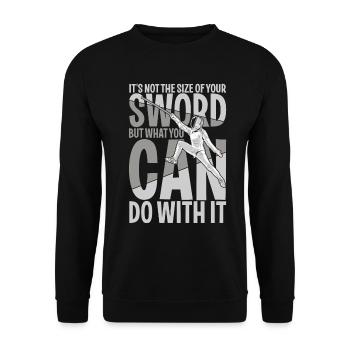 It's Not The Size Of Your Sword - Unisex Pullover - Schwarz - Vorne - Alina (178cm) & Michal (187cm)