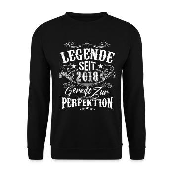 Legende Seit 2018 Gereift Zur Perfektion, Geschenk - Unisex Pullover - Schwarz - Vorne - Alina (178cm) & Michal (187cm)