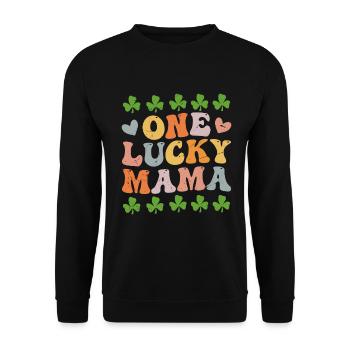 One Lucky Mama St Patricks Day - Unisex Pullover - Schwarz - Vorne - Alina (178cm) & Michal (187cm)
