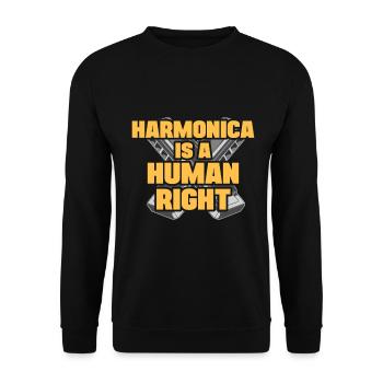 Harmonica Is A Human Right Harmonicist Gift Idea - Unisex Sweatshirt - black - Front - Alina (178cm) & Michal (187cm)