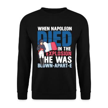 Lustiger Napoleon Geschichte Spruch - Unisex Pullover - Schwarz - Vorne - Alina (178cm) & Michal (187cm)