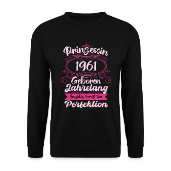 Prinzessin seit 1961 Geburtstag 1961 - Unisex Pullover - Schwarz - Vorne - Alina (178cm) & Michal (187cm)