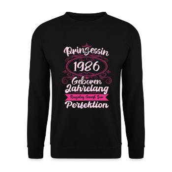 Prinzessin seit 1986 Geburtstag 1986 - Unisex Pullover - Schwarz - Vorne - Alina (178cm) & Michal (187cm)