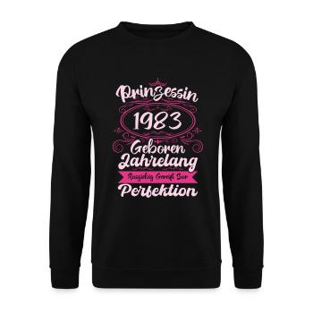 Prinzessin seit 1983 Geburtstag 1983 - Unisex Pullover - Schwarz - Vorne - Alina (178cm) & Michal (187cm)